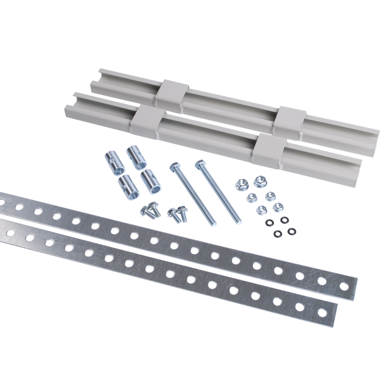 Комплект крепления металлокорпуса к столбу монтажной полосой