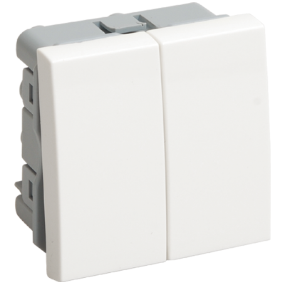 ВК4-22-00-П Выключатель проходной (переключатель) двухклавишный (на 2 модуля) ПРАЙМЕР белый