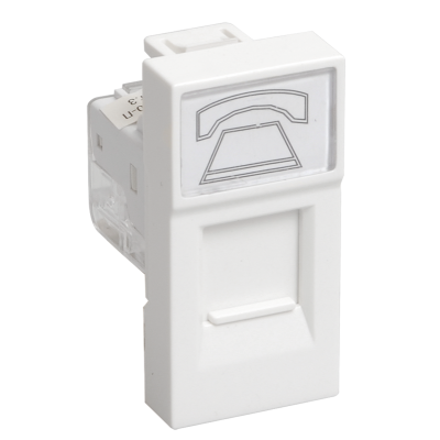 РКФ-10-00-П Розетка телефонная RJ-11 кат.3 (на 1 модуль) ПРАЙМЕР белая